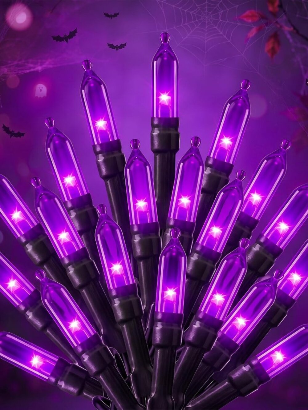 39FT Purple Halloween Lights, 100 LED Outdoor Halloween Mini String Lights